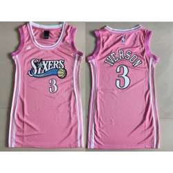 Women Philadelphia 76ers #3 Allen Iverson Pink Swingman Jersey