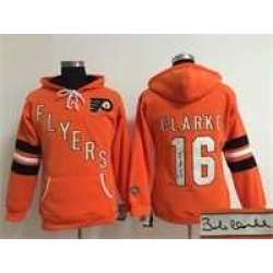 Women Philadelphia Flyers #16 Bobby Clarke Orange Old Time Hockey Stitched Signature Edition Hoodie