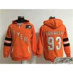 Women Philadelphia Flyers #93 Jakub Voracek Orange Old Time Hockey Stitched Signature Edition Hoodie