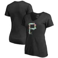 Women Pittsburgh Pirates Fanatics Branded Lovely V Neck T-Shirt Black Fyun