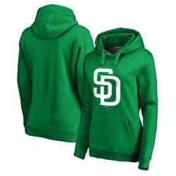 Women San Diego Padres Fanatics Branded Kelly Green St. Patrick\'s Day White Logo Pullover Hoodie