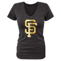 Women San Francisco Giants Fanatics Apparel Gold Collection Tri-Blend T-Shirt LanTian - Black