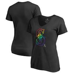Women Seattle Mariners Fanatics Branded Pride Black T Shirt Fyun