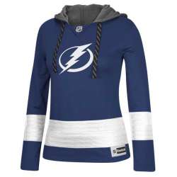 Women Tampa Bay Lightning Blank (No Name & Number) Blue Stitched NHL Pullover Hoodie WanKe
