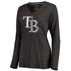 Women Tampa Bay Rays Platinum Collection Long Sleeve Tri-Blend T-Shirt LanTian - Black