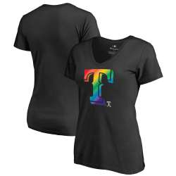 Women Texas Rangers Fanatics Branded Pride Black T Shirt Fyun