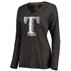 Women Texas Rangers Platinum Collection Long Sleeve Tri-Blend T-Shirt LanTian - Black