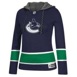 Women Vancouver Canucks Blank (No Name & Number) Blue Stitched NHL Pullover Hoodie WanKe