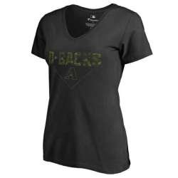 Women's Arizona Diamondbacks Fanatics Branded Black Big & Tall Memorial V Neck Camo T-shirt FengYun