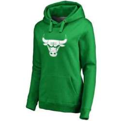 Women\'s Chicago Bulls Fanatics Branded Kelly Green St. Patrick\'s Day White Logo Pullover Hoodie FengYun