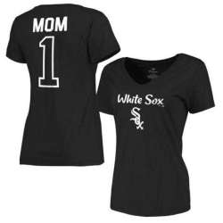 Women's Chicago White Sox 2017 Mother's Day #1 Mom V-Neck T-Shirt - Black FengYun