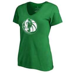 Women\'s Dallas Mavericks Fanatics Branded Kelly Green St. Patrick\'s Day White Logo T-Shirt FengYun