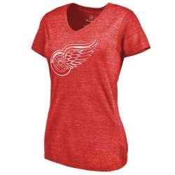 Women's Detroit Red Wings Distressed Team Primary Logo Tri Blend T-Shirt Red FengYun