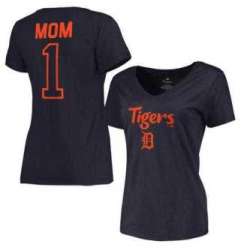 Women\'s Detroit Tigers 2017 Mother\'s Day #1 Mom V-Neck T-Shirt - Navy FengYun