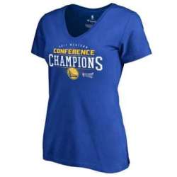 Women's Golden State Warriors Fanatics Branded Royal 2017 Western Conference Champions Plus Size Crossover V Neck T-shirt FengYun