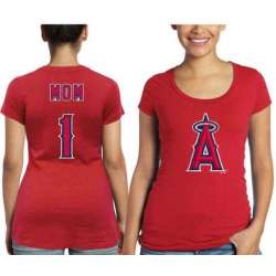 Women's Los Angeles Angels of Anaheim Majestic Threads Mother's Day #1 Mom T-Shirt - Red FengYun