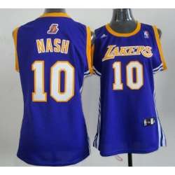Women\'s Los Angeles Lakers #10 Steve Nash Revolution 30 Swingman Purple Jerseys