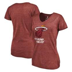 Women's Miami Heat Distressed Team Primary Logo Slim Fit Tri Blend T-Shirt FengYun
