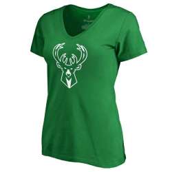 Women's Milwaukee Bucks Fanatics Branded Kelly Green St. Patrick's Day White Logo T-Shirt FengYun