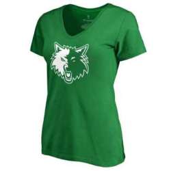Women\'s Minnesota Timberwolves Fanatics Branded Kelly Green St. Patrick\'s Day White Logo T-Shirt FengYun