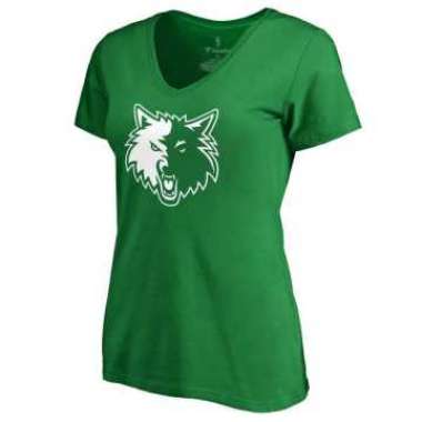 Women's Minnesota Timberwolves Fanatics Branded Kelly Green St. Patrick's Day White Logo T-Shirt FengYun