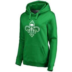 Women's New Orleans Pelicans Fanatics Branded Kelly Green St. Patrick's Day White Logo Pullover Hoodie FengYun