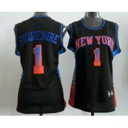 Women\'s New York Knicks #1 Amare Stoudemire Revolution 30 Swingman Vibe Black Fashion Jerseys