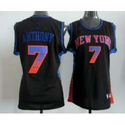 Women\'s New York Knicks #7 Carmelo Anthony Revolution 30 Swingman Vibe Black Fashion Jerseys