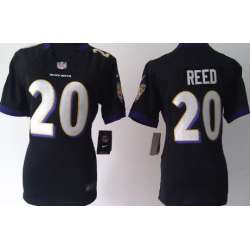 Women\'s Nike Baltimore Ravens #20 Ed Reed Black Game Jerseys