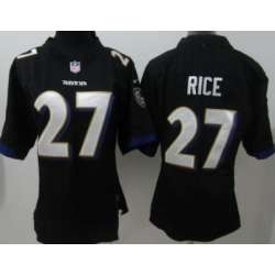 Women\'s Nike Baltimore Ravens #27 Ray Rice Black Game Team Jerseys