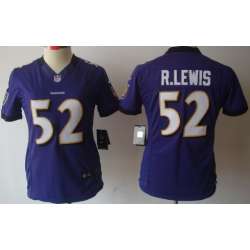 Women\'s Nike Limited Baltimore Ravens #52 Ray Lewis Purple Jerseys