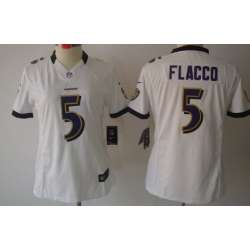 Women's Nike Limited Baltimore Ravens #5 Joe Flacco White Jerseys