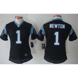 Women's Nike Limited Carolina Panthers #1 Cam Newton Black Jerseys