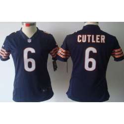 Women\'s Nike Limited Chicago Bears #6 Jay Cutler Blue Jerseys