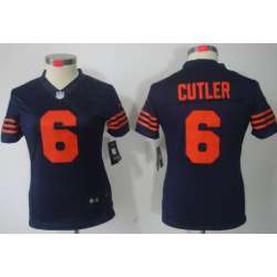 Women's Nike Limited Chicago Bears #6 Jay Cutler Blue With Orange Jerseys
