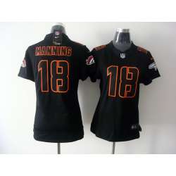 Women's Nike Limited Denver Broncos #18 Peyton Manning Elite Black Impact Jerseys