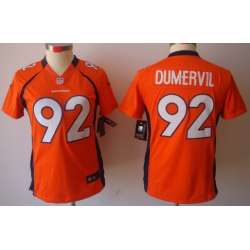 Women\'s Nike Limited Denver Broncos #92 Elvis Dumervil Orange Jerseys