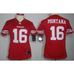Women's Nike Limited San Francisco 49ers #16 Joe Montana Red Jerseys