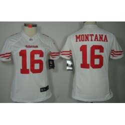 Women's Nike Limited San Francisco 49ers #16 Joe Montana White Jerseys