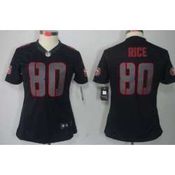 Women\'s Nike Limited San Francisco 49ers #80 Jerry Rice Black Impact Jerseys