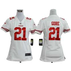 Women's Nike San Francisco 49ers #21 Frank Gore White Game Team Jerseys
