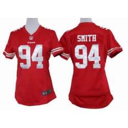 Women's Nike San Francisco 49ers #94 Justin Smith Red Game Team Jerseys