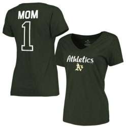 Women's Oakland Athletics 2017 Mother's Day #1 Mom V-Neck T-Shirt - Green FengYun