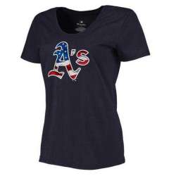 Women's Oakland Athletics Navy Plus Sizes Banner Wave T-Shirt