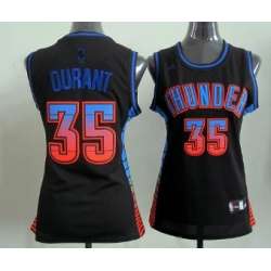 Women's Oklahoma City Thunder #35 Kevin Durant Revolution 30 Swingman Vibe Black Fashion Jerseys
