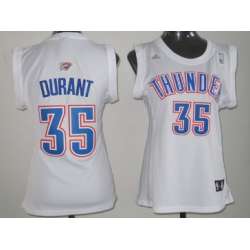 Women's Oklahoma City Thunder #35 Kevin Durant Revolution 30 Swingman White Jerseys