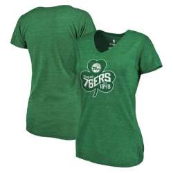 Women's Philadelphia 76ers Fanatics Branded St. Patrick's Day Paddy's Pride Tri-Blend T-Shirt - Green FengYun