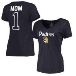 Women's San Diego Padres 2017 Mother's Day #1 Mom V-Neck T-Shirt - Navy FengYun