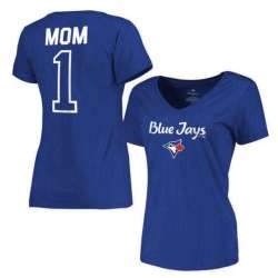 Women's Toronto Blue Jays 2017 Mother's Day #1 Mom V-Neck T-Shirt - Royal FengYun