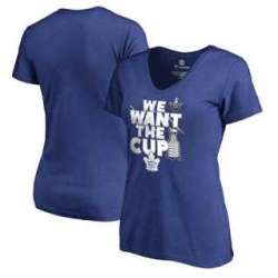 Women's Toronto Maple Leafs Fanatics Branded 2017 NHL Stanley Cup Playoffs Participant Blue Line Slim Fit V Neck T Shirt Royal FengYun
